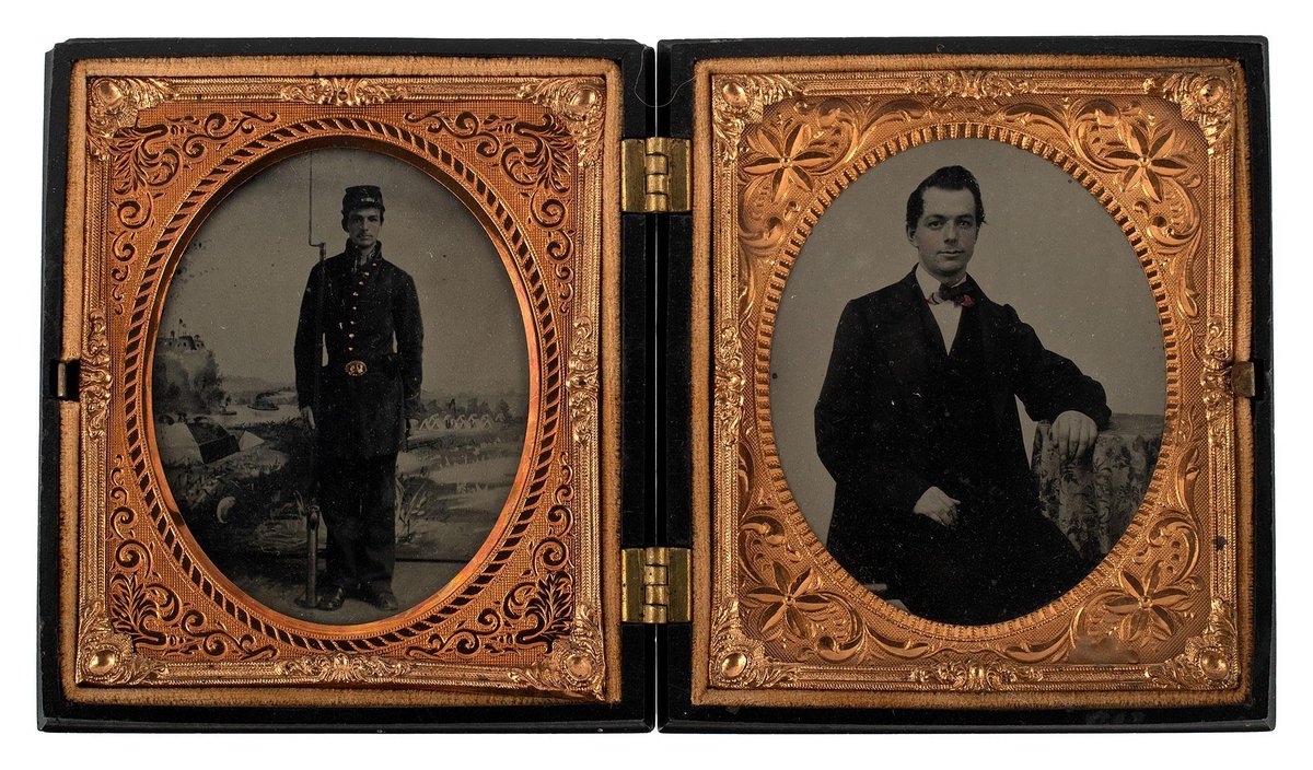 Split Plate Portrait Daguerreotypes of Union Soldier