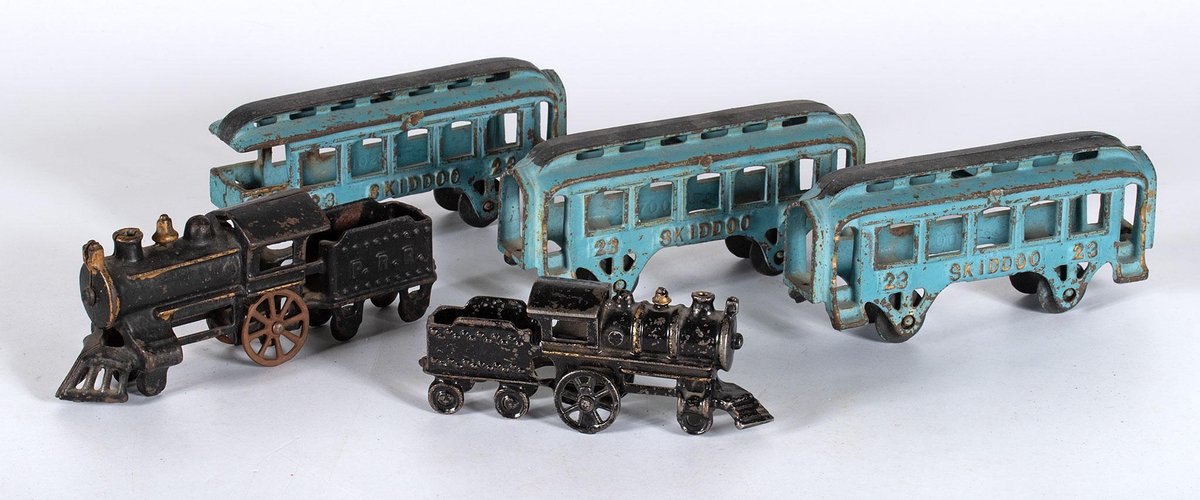 Grouping of Painted Cast Iron Trains