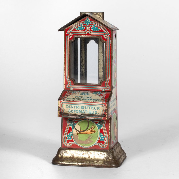 German Stollwerck Tin Litho Chocolate Dispenser