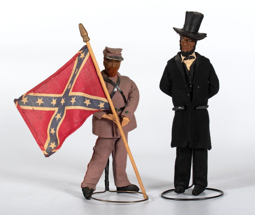 Abraham Lincoln and Confederate Soldier Folk Art Dolls
