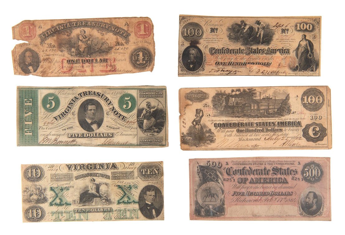 Richmond Virginia Confederate Paper Currency and Bank Notes