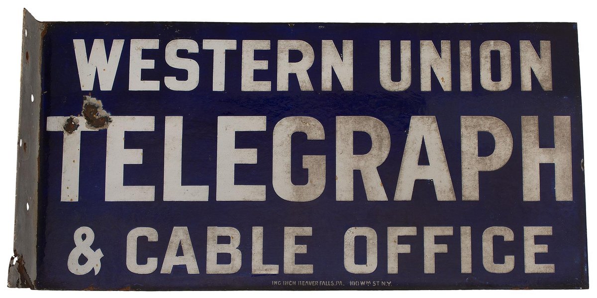 Western Union Telegraph and Cable Office Porcelain Sign
