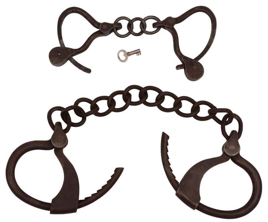 Two Pairs of Civil War Era Adams Handcuffs