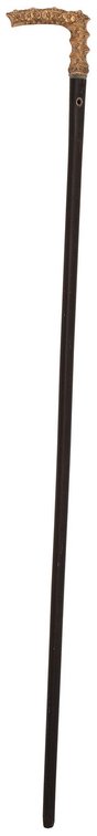 Gold Filled Foliate Repousse Handled Walking Stick