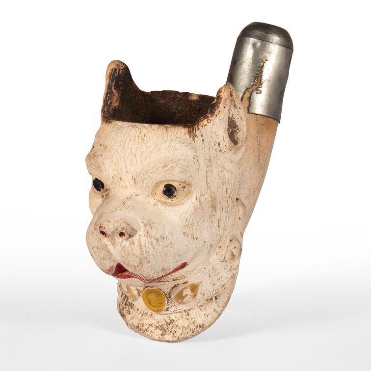 Finely Carved Continental Terrier Meerschaum Pipe