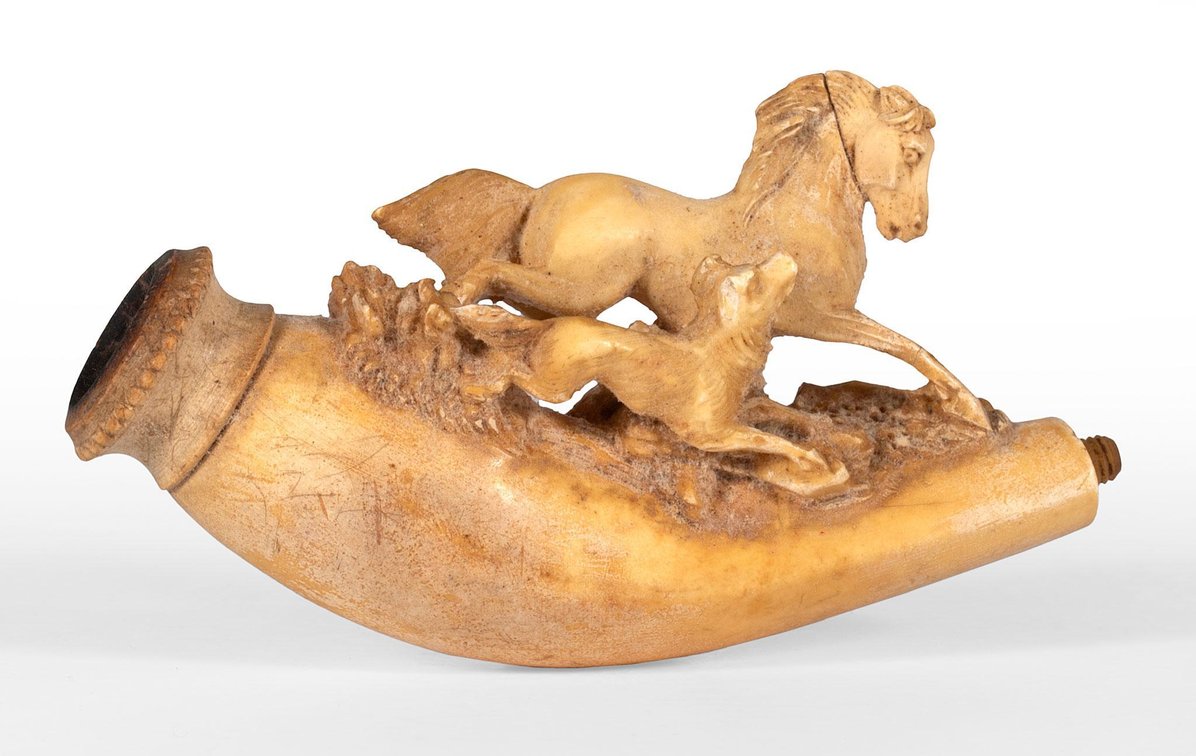 19th Century Carved Sporting Related Meerschaum Pipe
