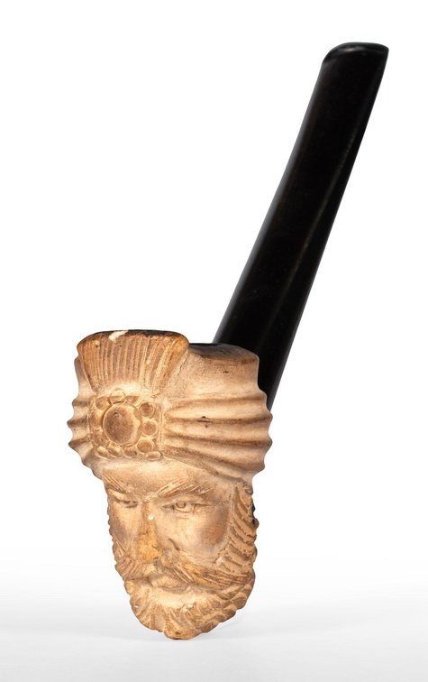 Continental Figural Head Carved Meerschaum Pipe