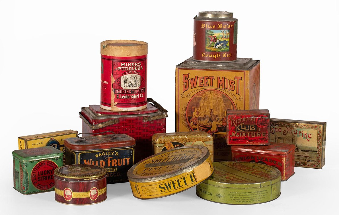 Grouping of Antique Tobacco Advertising Tins