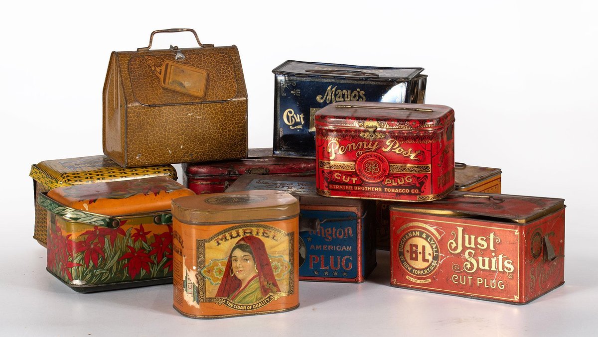Grouping of Antique Litho Tobacco Tins
