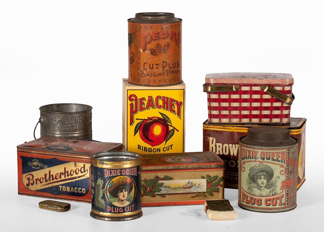 Grouping of Tin Advertisement Tobacco Tins