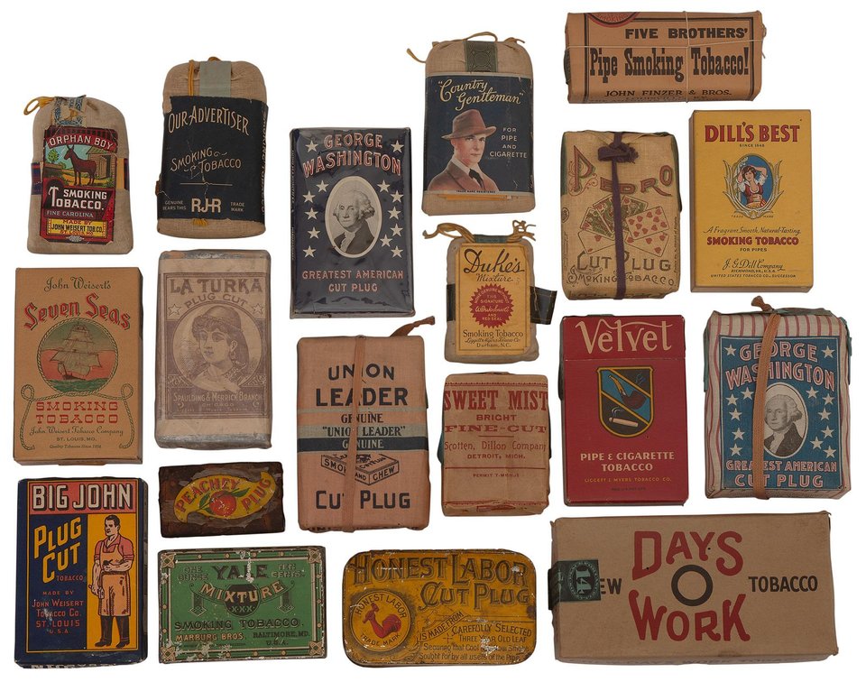 Grouping Tobacco Bags and Tin Cans