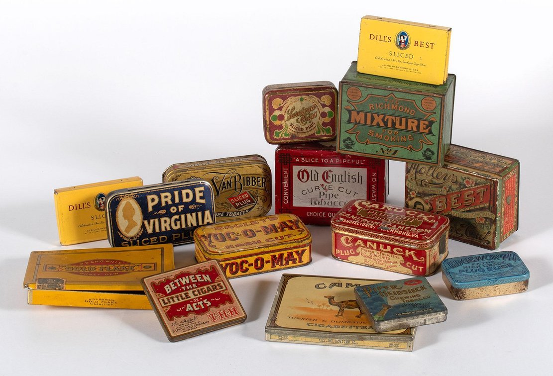 Grouping of Antique Litho Tobacco Tins