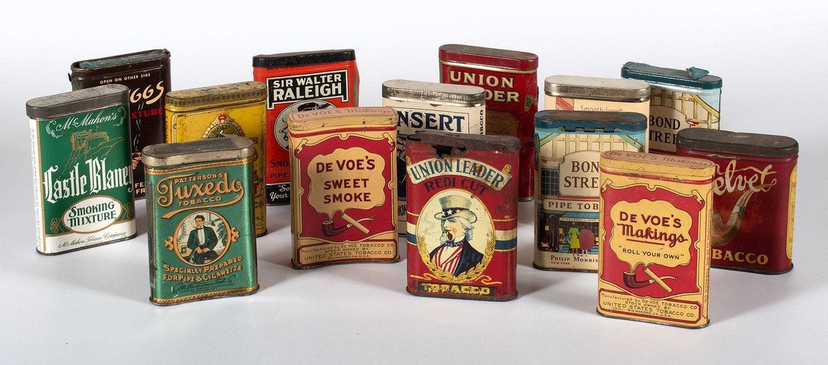 Grouping of Antique Litho Tobacco Tins