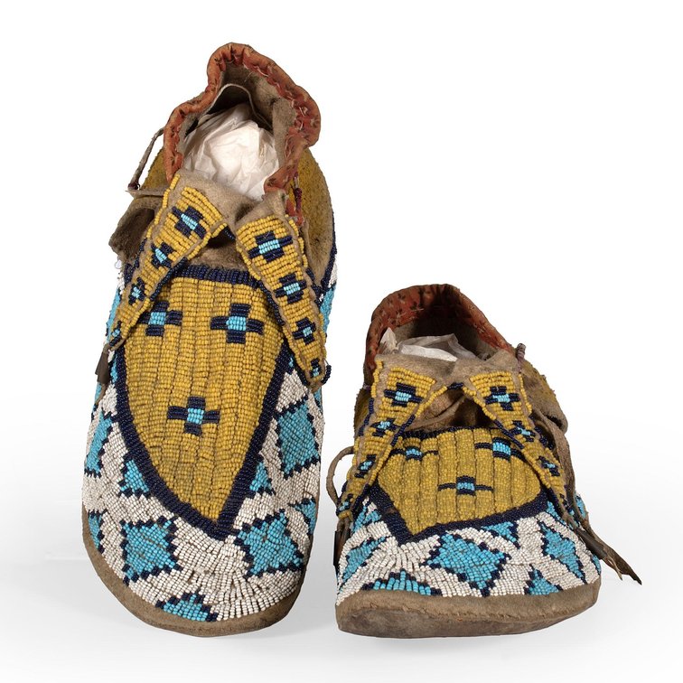 A Pair Cheyenne Beaded Moccasins