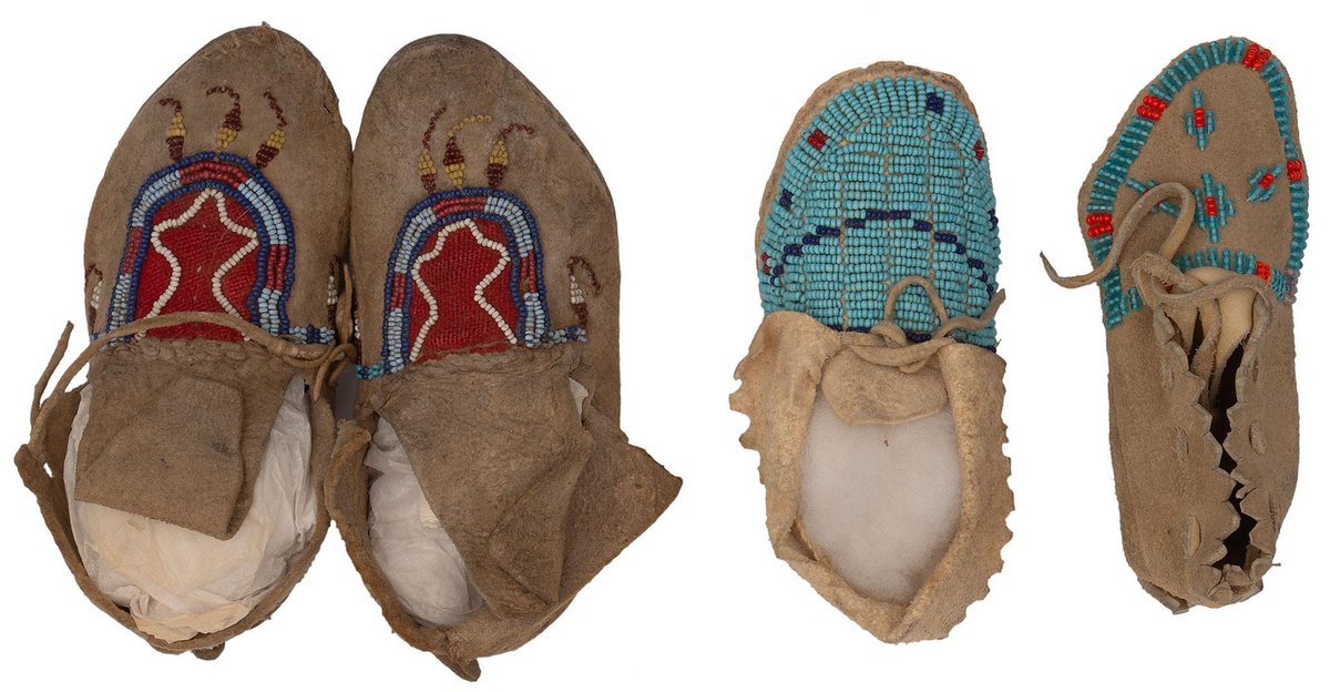 Pair of Childs Beaded Arapaho Moccasins Plus