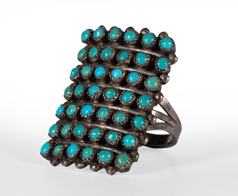 Vintage Zuni Turquoise Cluster Ring