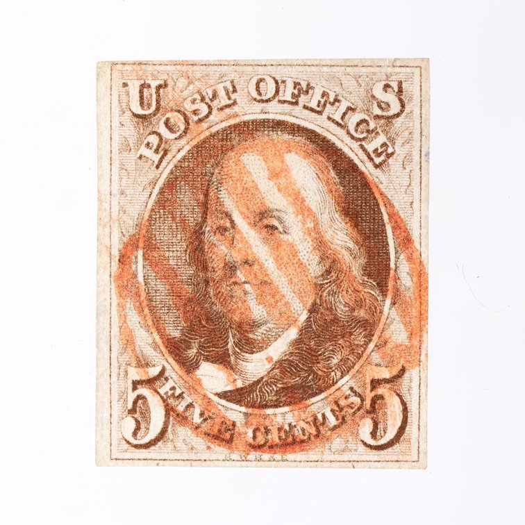 US Postage Stamp Scott #1 5 Cent Ben Franklin