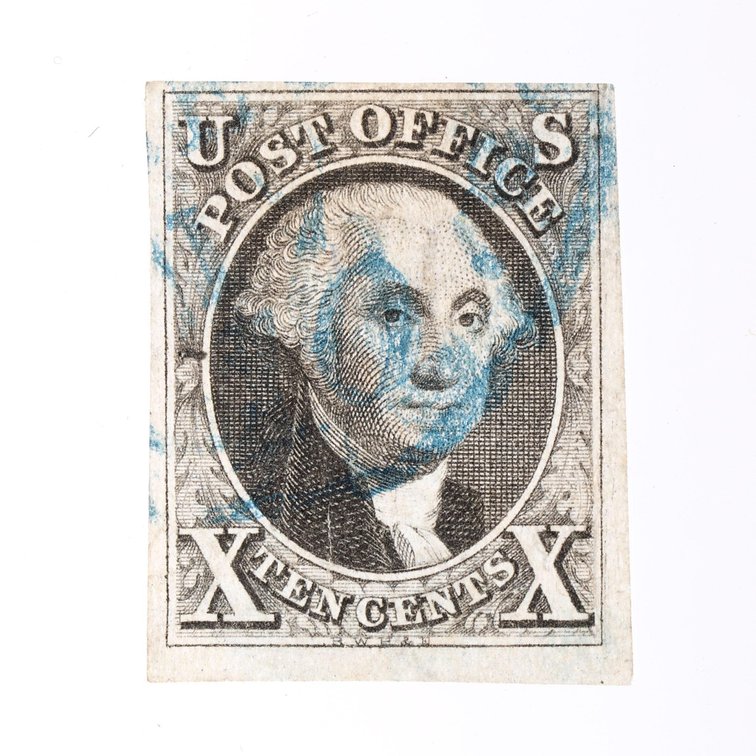 US Postage Stamp Scott #2 10 Cent Black Washington
