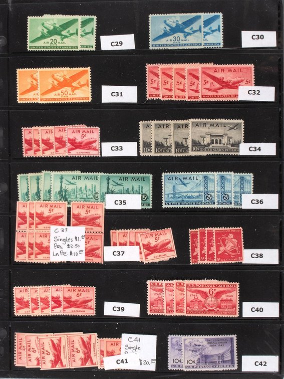 Large Grouping of Various US Air Mail Postage Stamps