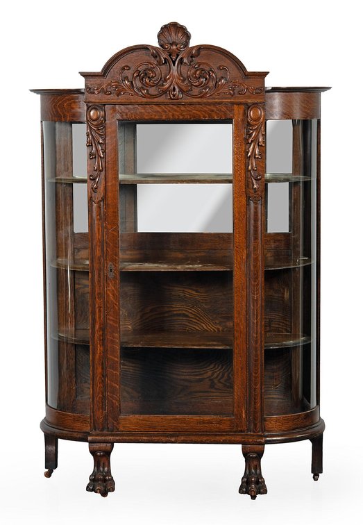 Late Victorian Bowfront Curio Cabinet