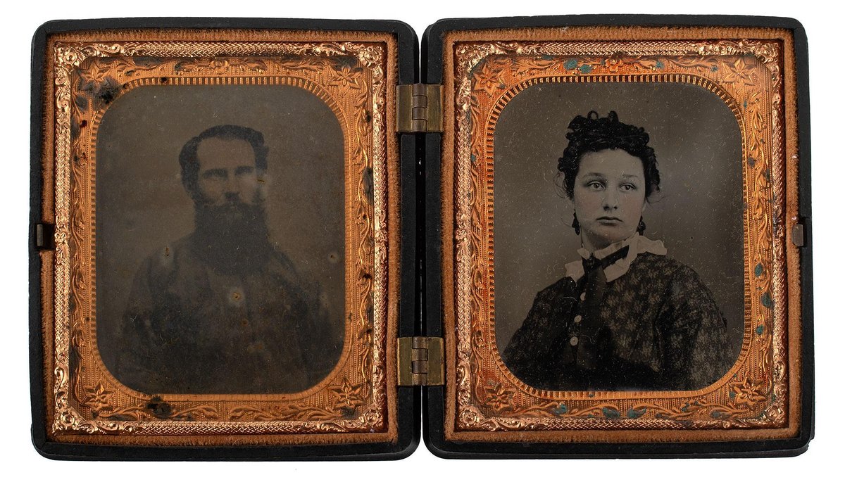 Double Daguerreotype Case Image of Husband and Wife