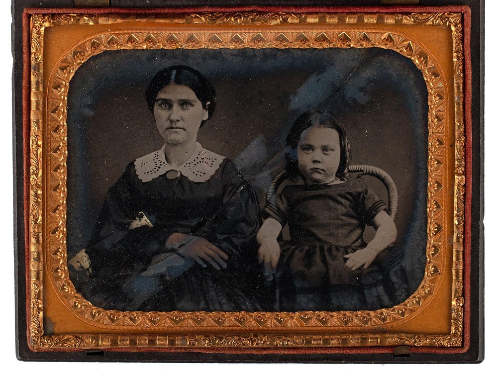 Half Plate Ambrotype of a Mother and Child