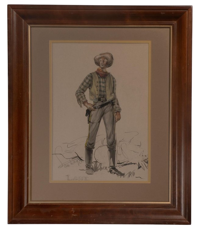 Santiago Lane Watercolor Portrait of a Cowboy