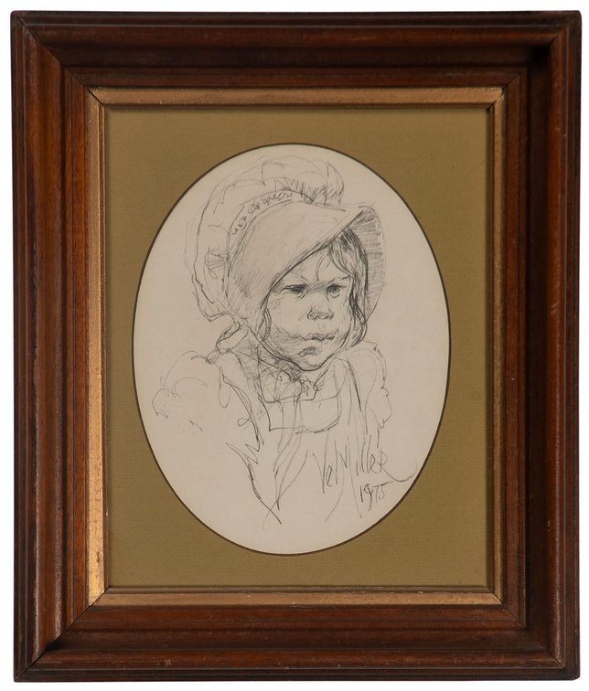 Vel Miller (b. 1936) Portrait Drawing of a Child