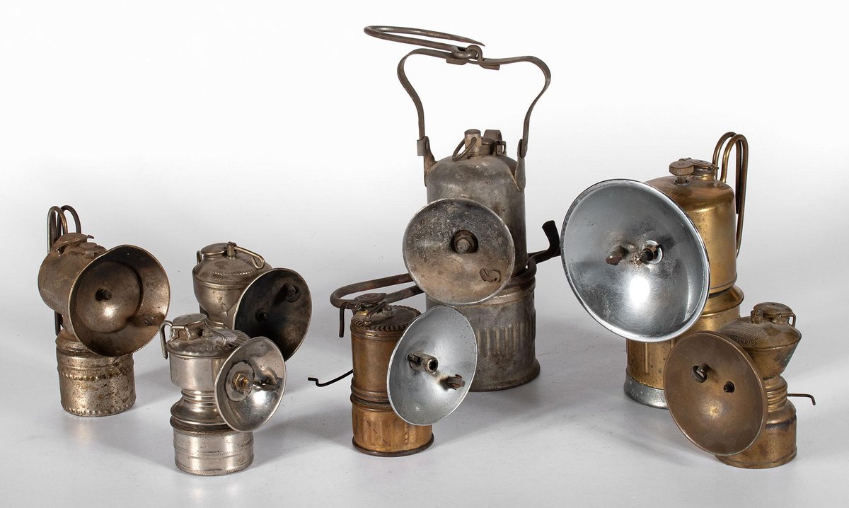 Grouping of Antique Miners Cap Lamps
