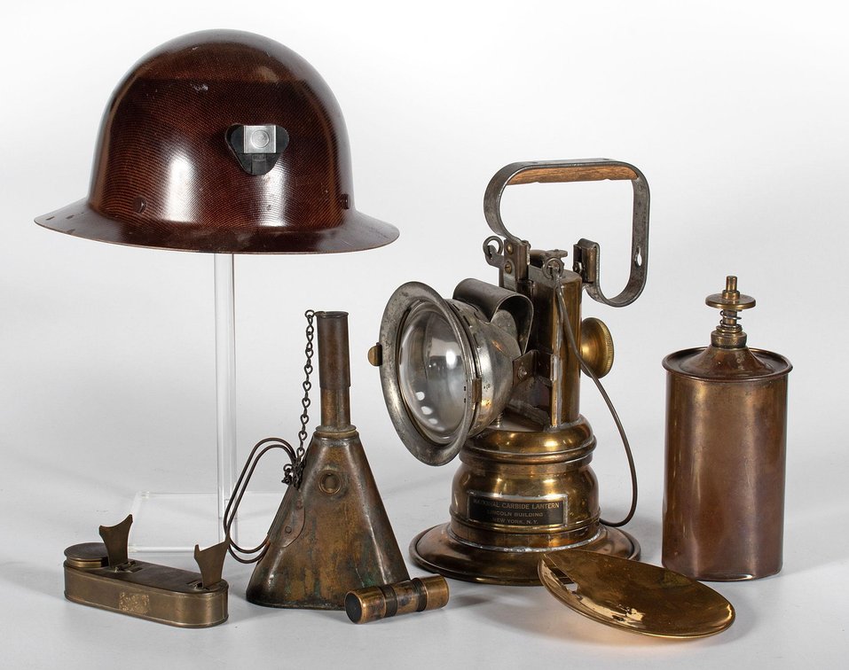 Grouping of Miners Cap and Lamps