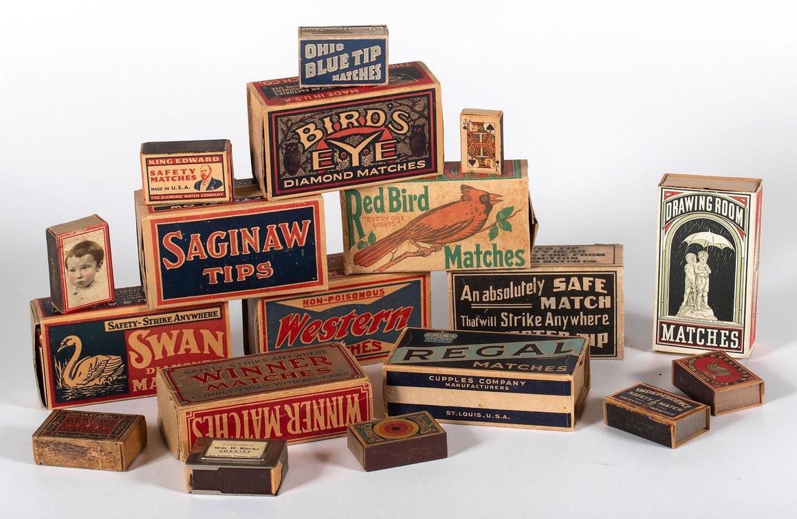 Grouping of Vintage Advertisement Matchboxes