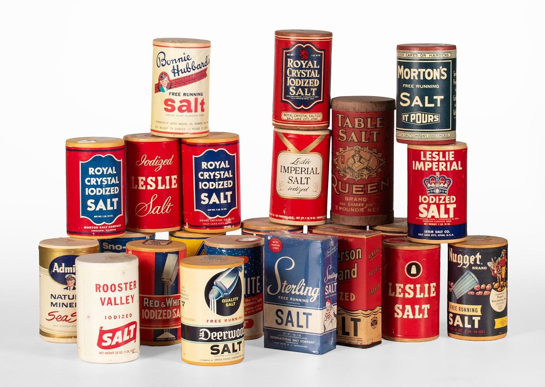 Grouping of Antique Salt Advertisement Cans