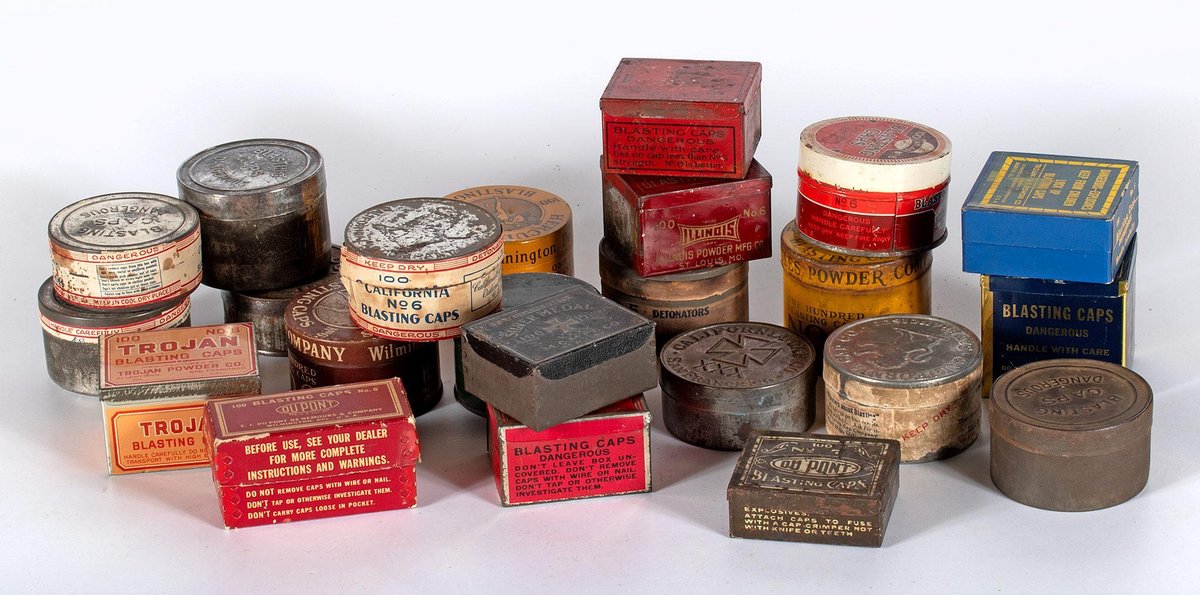 Large Group of Antique Blasting Cap Tins
