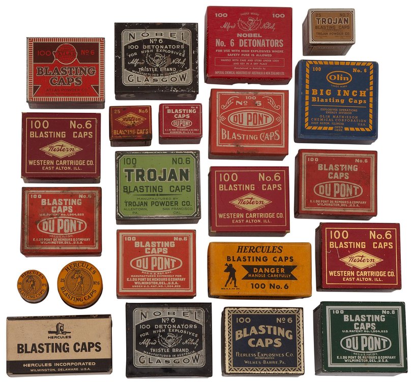 Grouping of Antique Tin Blasting Caps