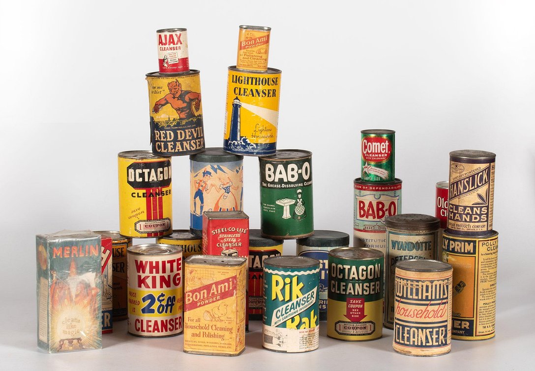 Grouping of Antique Cleaning Advertisement Cans