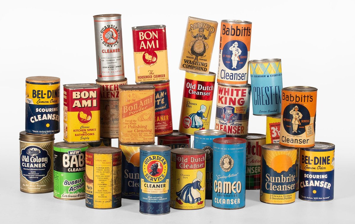 Grouping Of Antique Cleaning Supply Advertisement Cans
