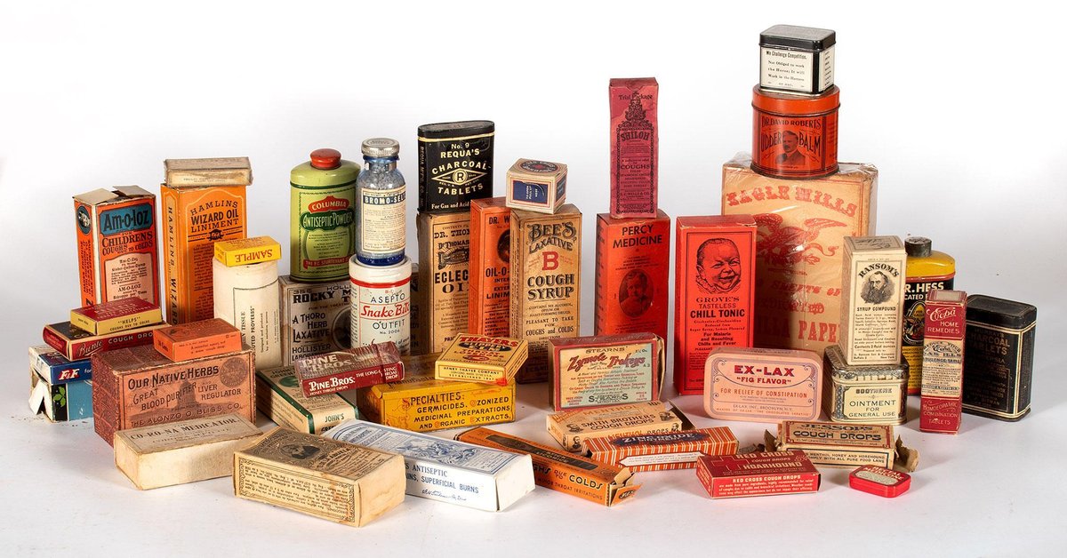 Large Group of Antique Medical Advertisement Boxes