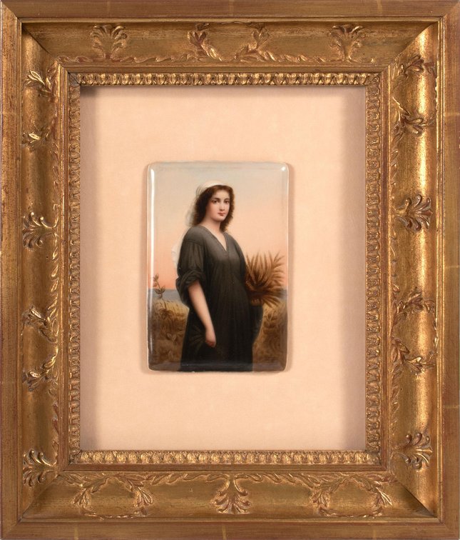 A Fine KPM. Painted Porcelain Plaque "Ruth in Fields"