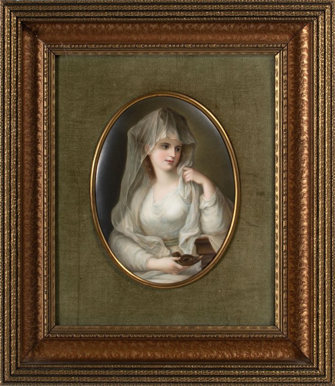 A Fine KPM. Porcelain Plaque of the Veiled Vestal Virgin