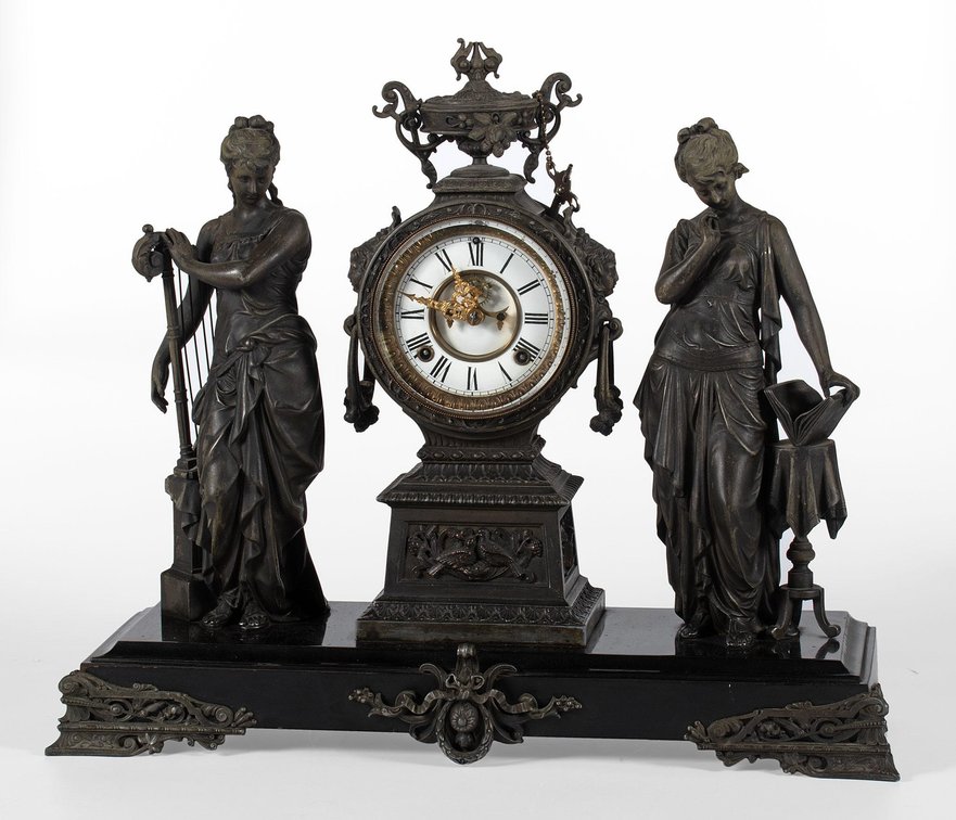 Ansonia Double Figural Mantle Clock