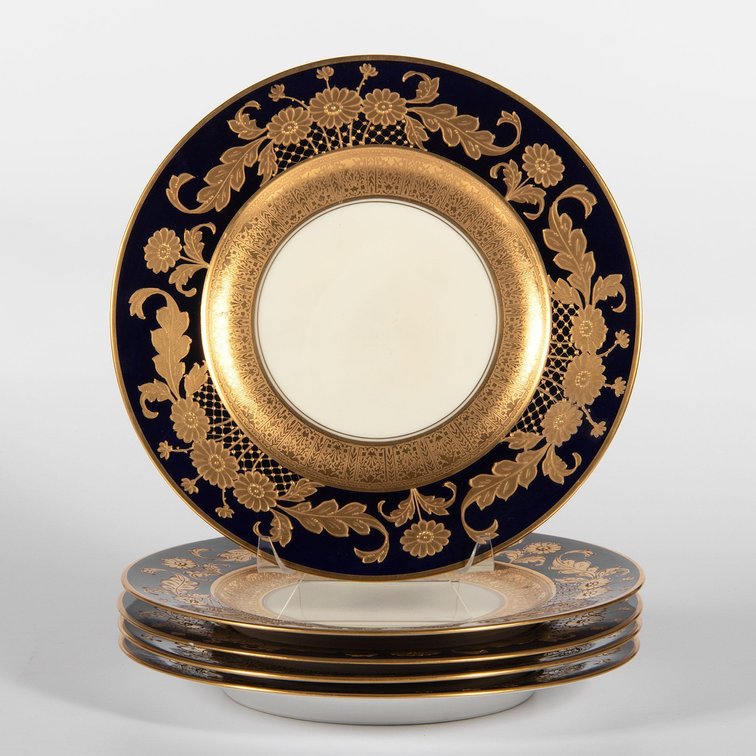 Very Fine Falken-Porzellan Constanza Cobalt Blue Dinner Plates