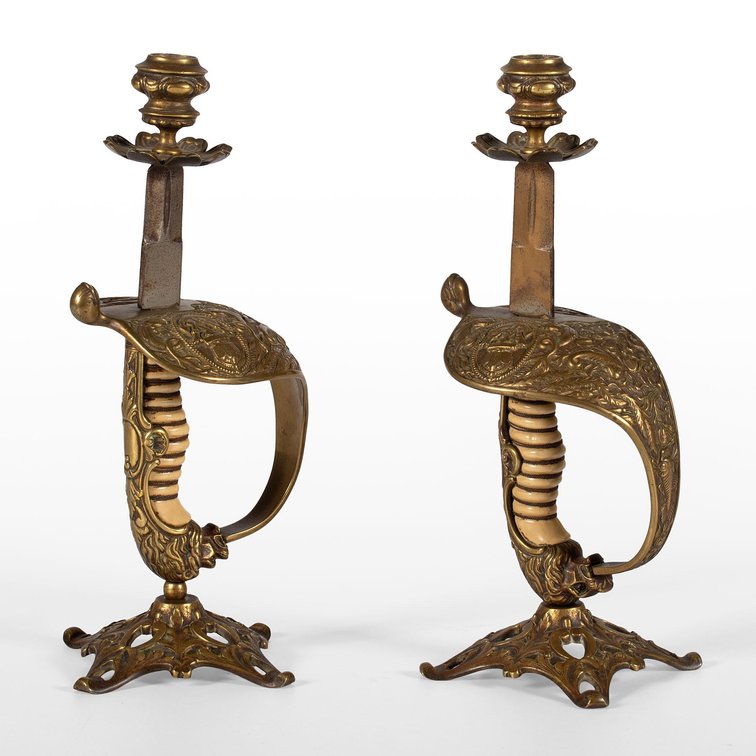 A Pair of WWI Imperial German Naval Sword Candlesticks