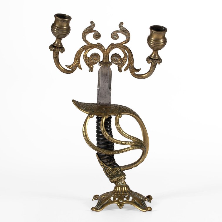 German Imperial Sword Brass Candelabra