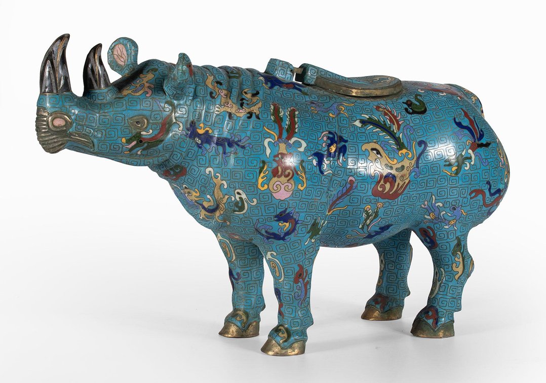 Chinese Cloisonne Rhinoceros Vessel