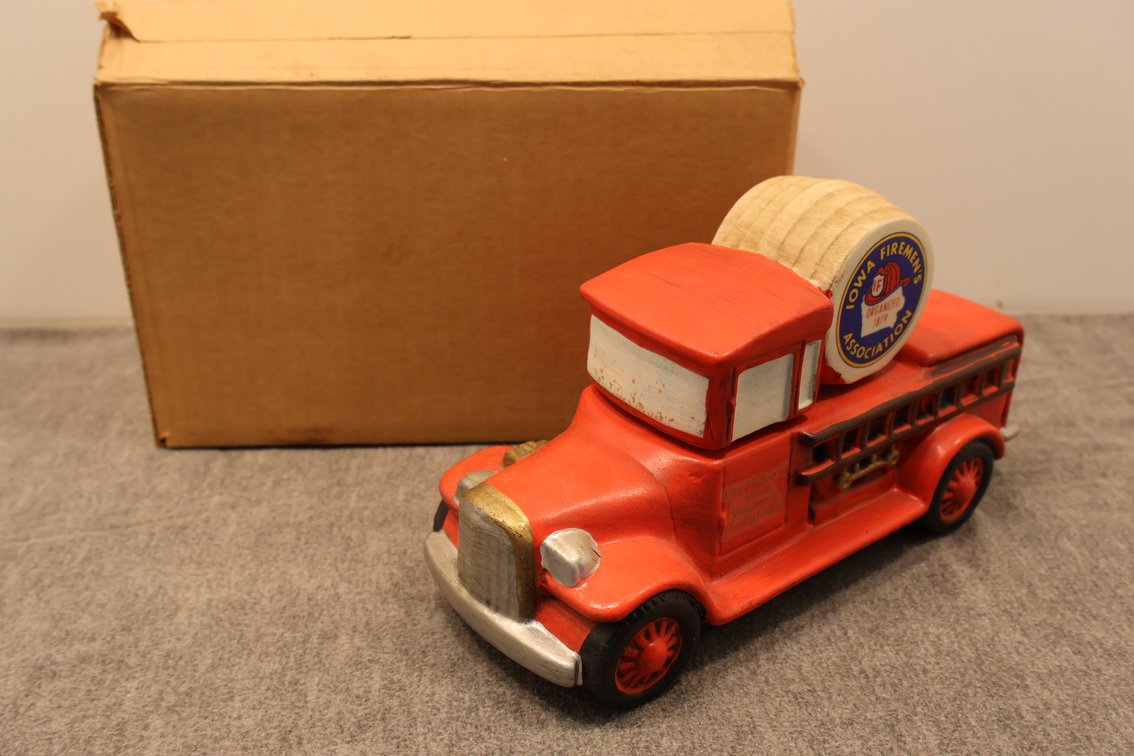 Iowa Firemen's Assoc. Firetruck Decanter.