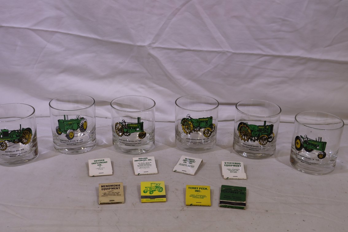 John Deere Historical Rocks Glass Set and Matchbooks