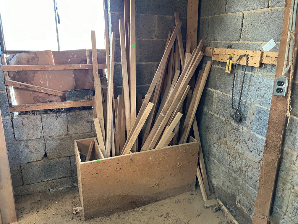 Oak lumber in wooden organizer