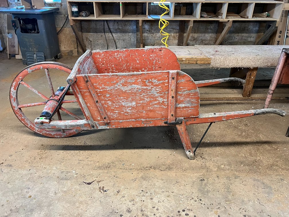 Wood wheelbarrow