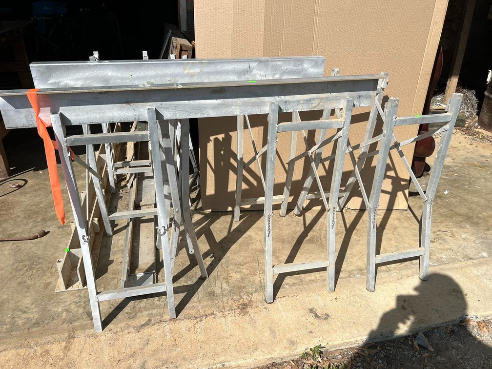 Aluminum folding work stands with rails