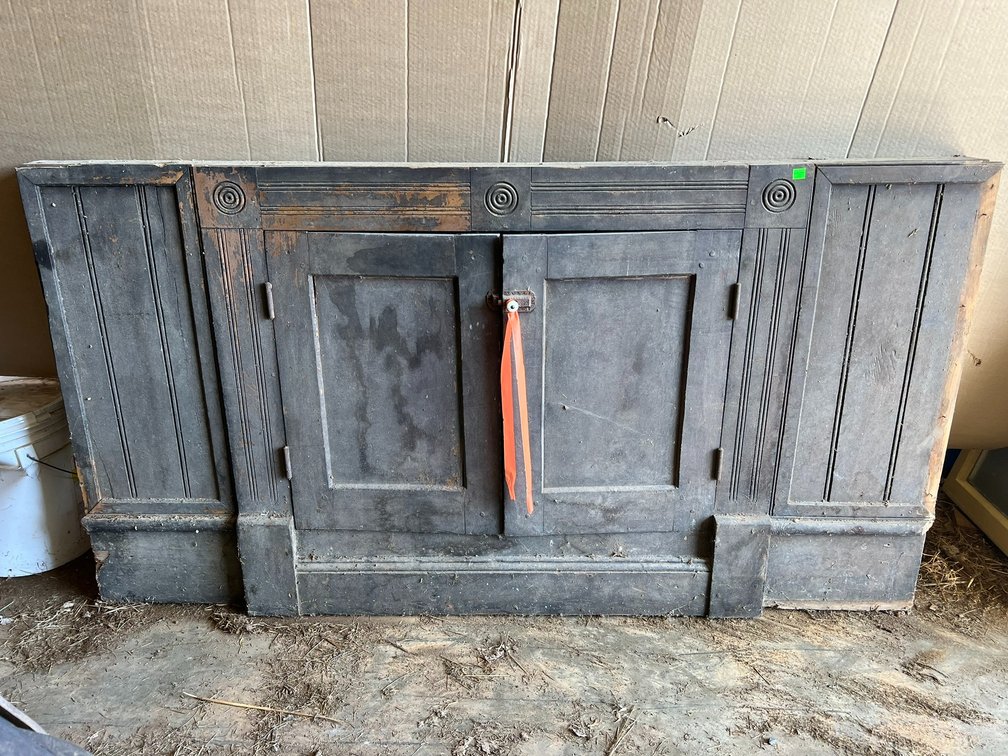 Antique cabinet front, window frames